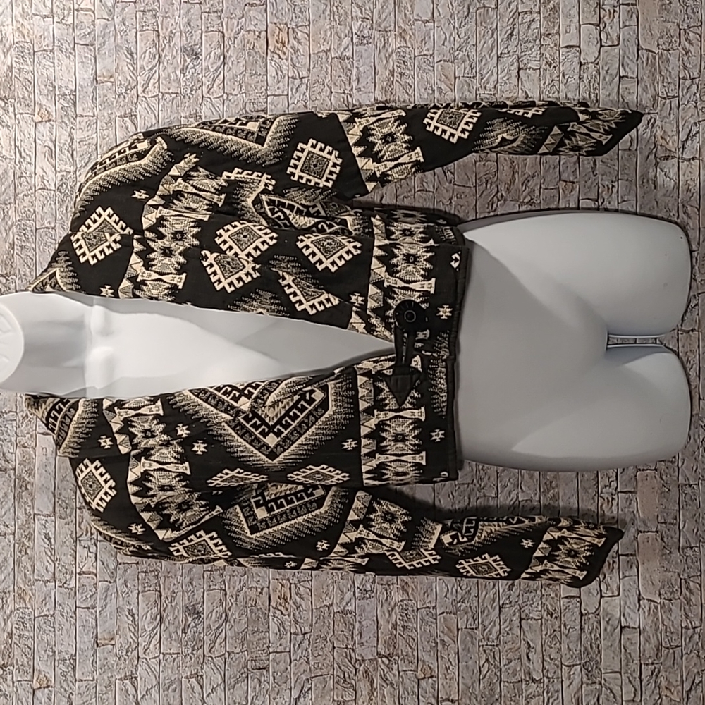 Flashback Black & White Cotton Southwest Aztec Jacket